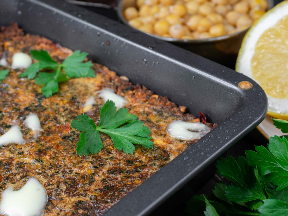 baked falafel in a pan