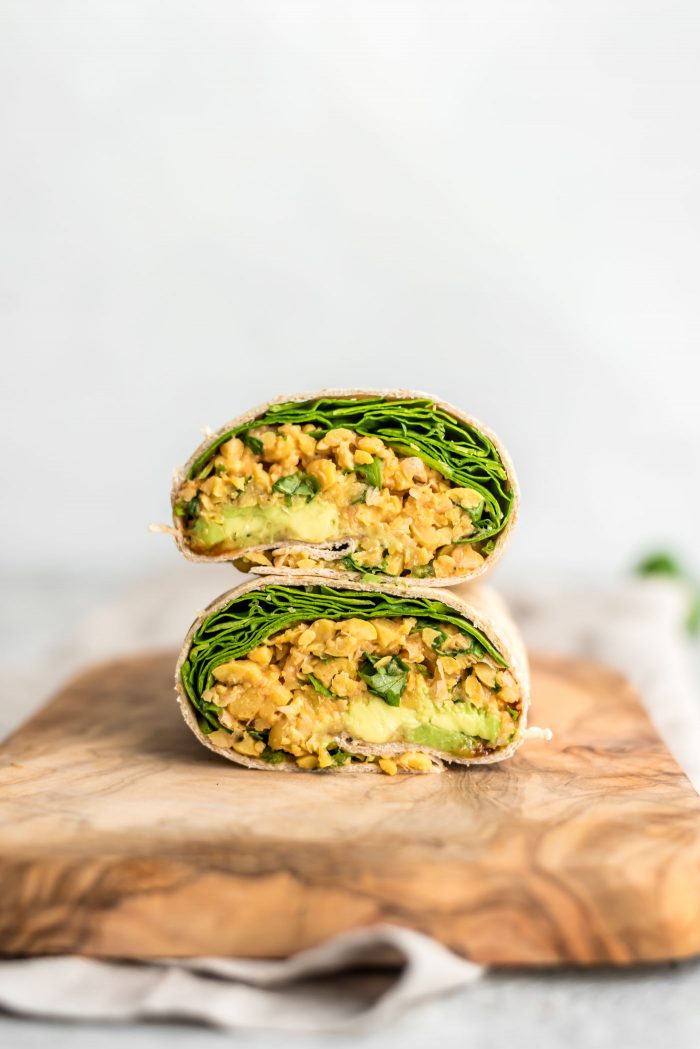 Spicy Chickpea Wraps with Avocado and Spinach