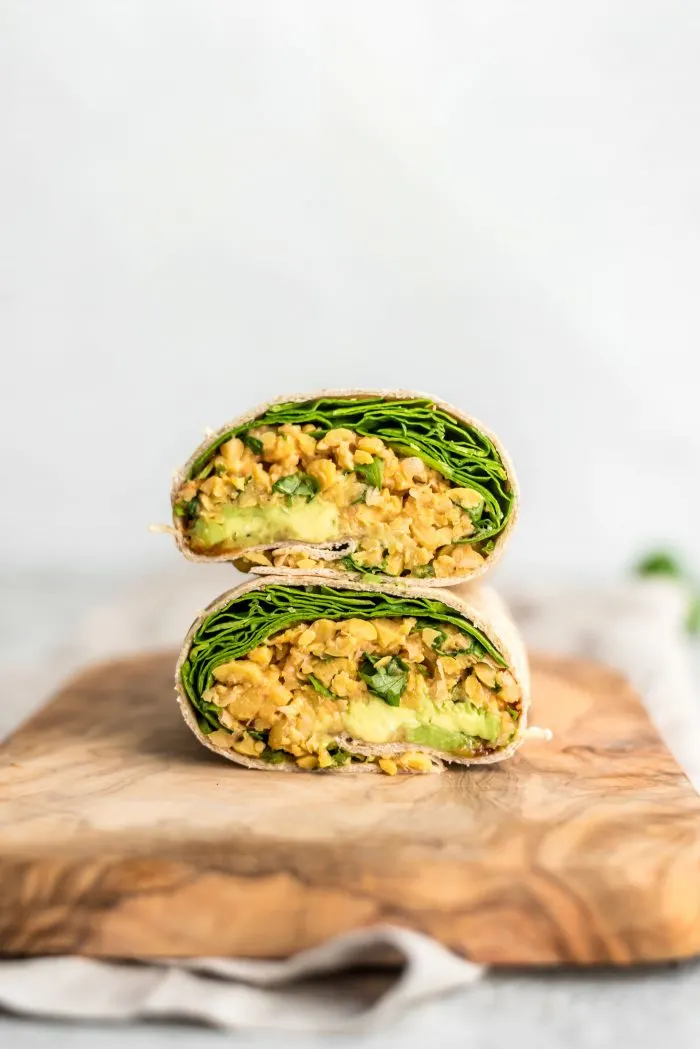 Spicy Chickpea Wraps with Avocado and Spinach