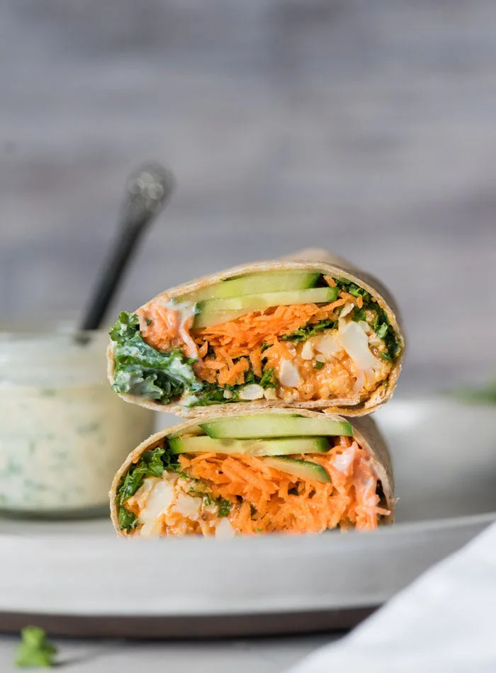 Vegan Buffalo Cauliflower Wraps