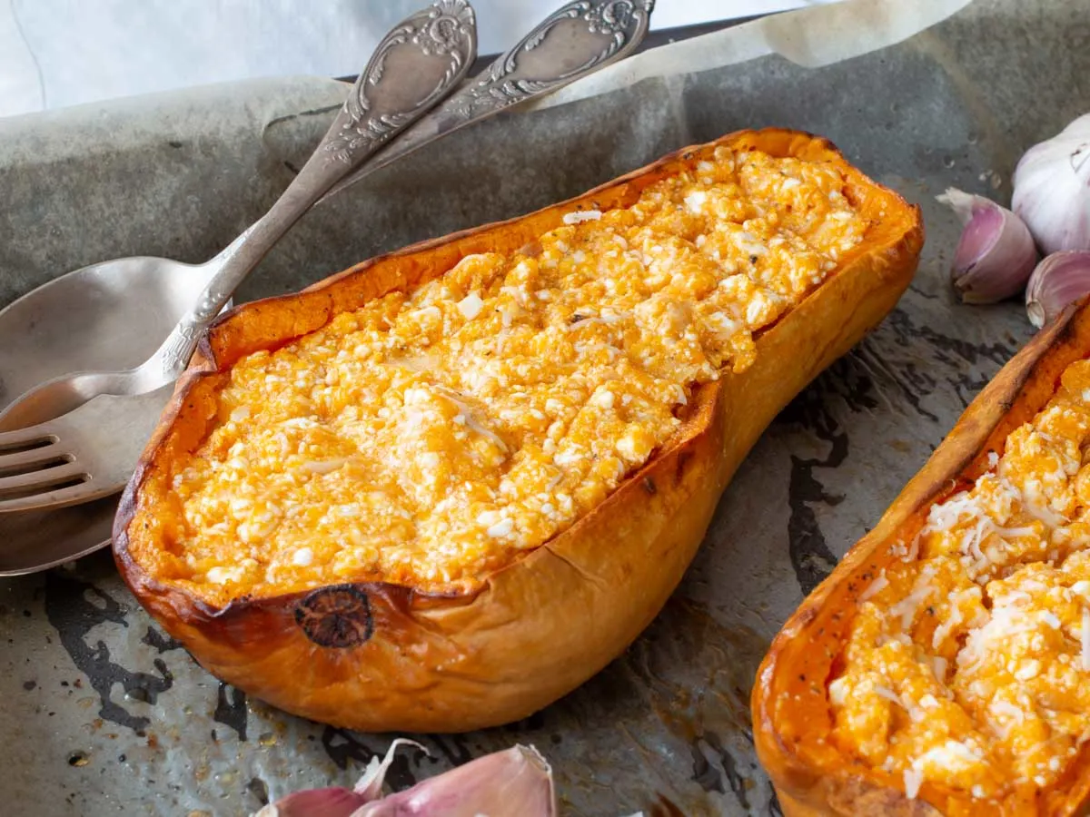 baked butternut squash with tofu