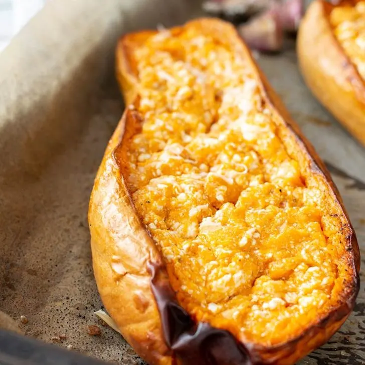 Cheesy Baked Butternut Squash recipe dovleac copt
