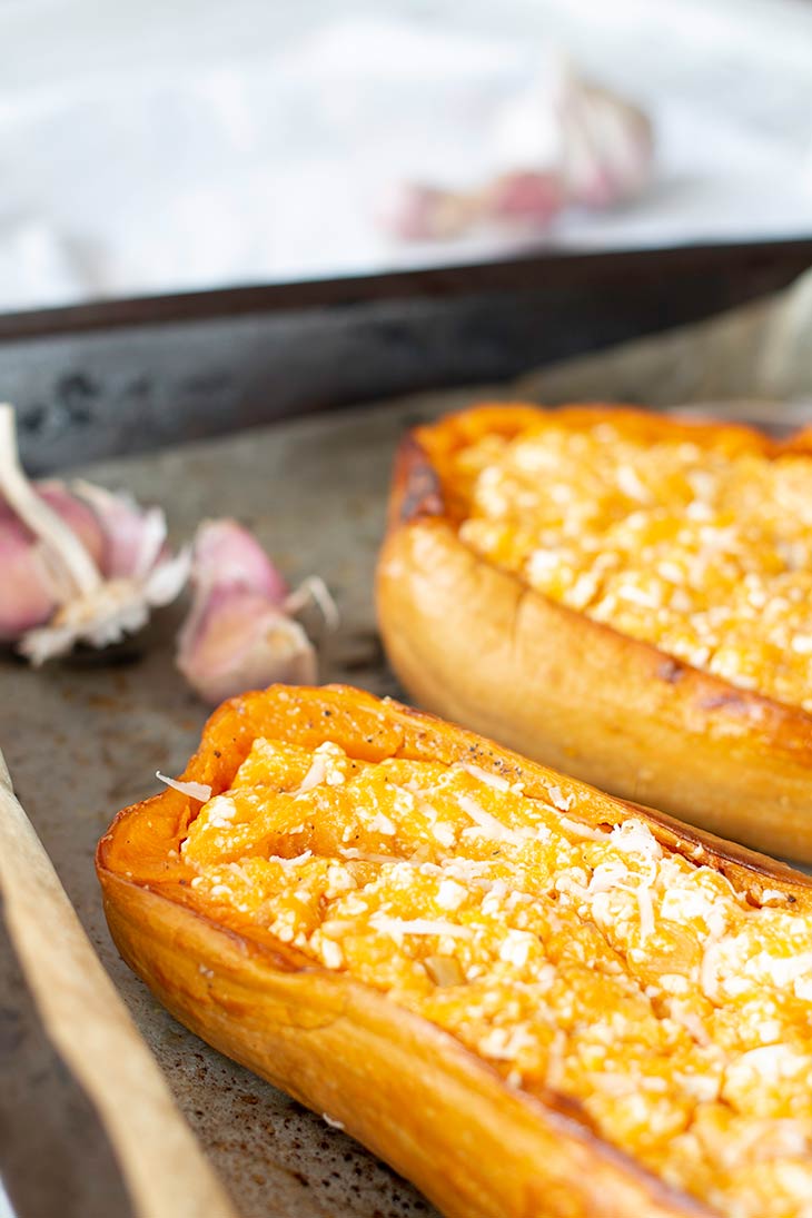 Baked Butternut Squash with tofu