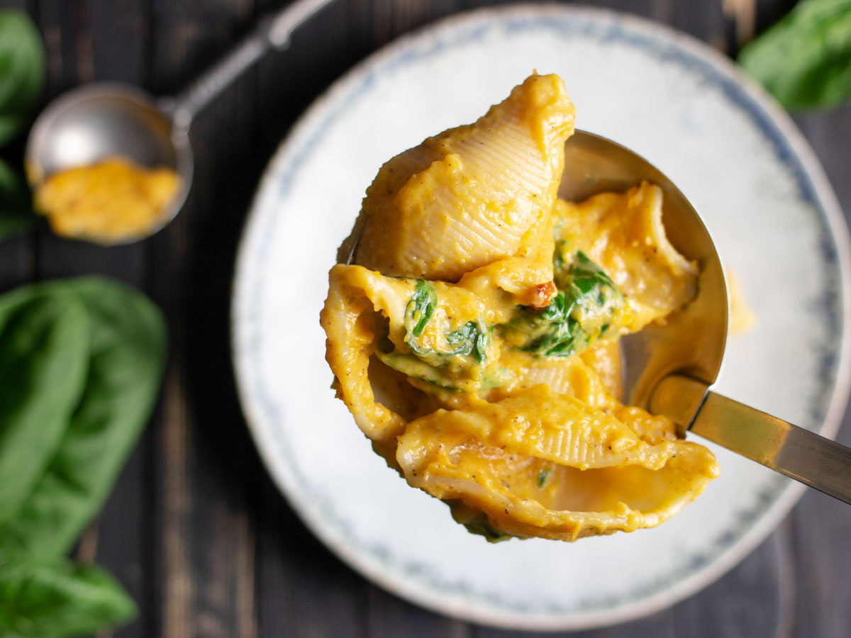 Creamy Pumpkin Pasta Sauce Vegan Pasta Shells
