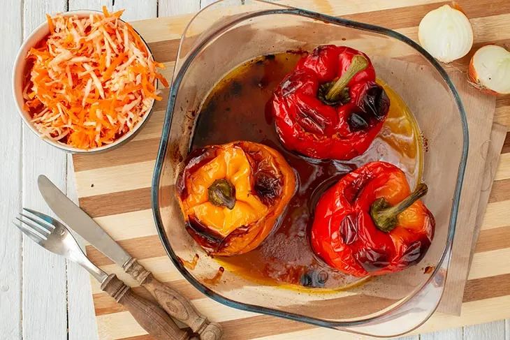 Halloween Stuffed Peppers vegan