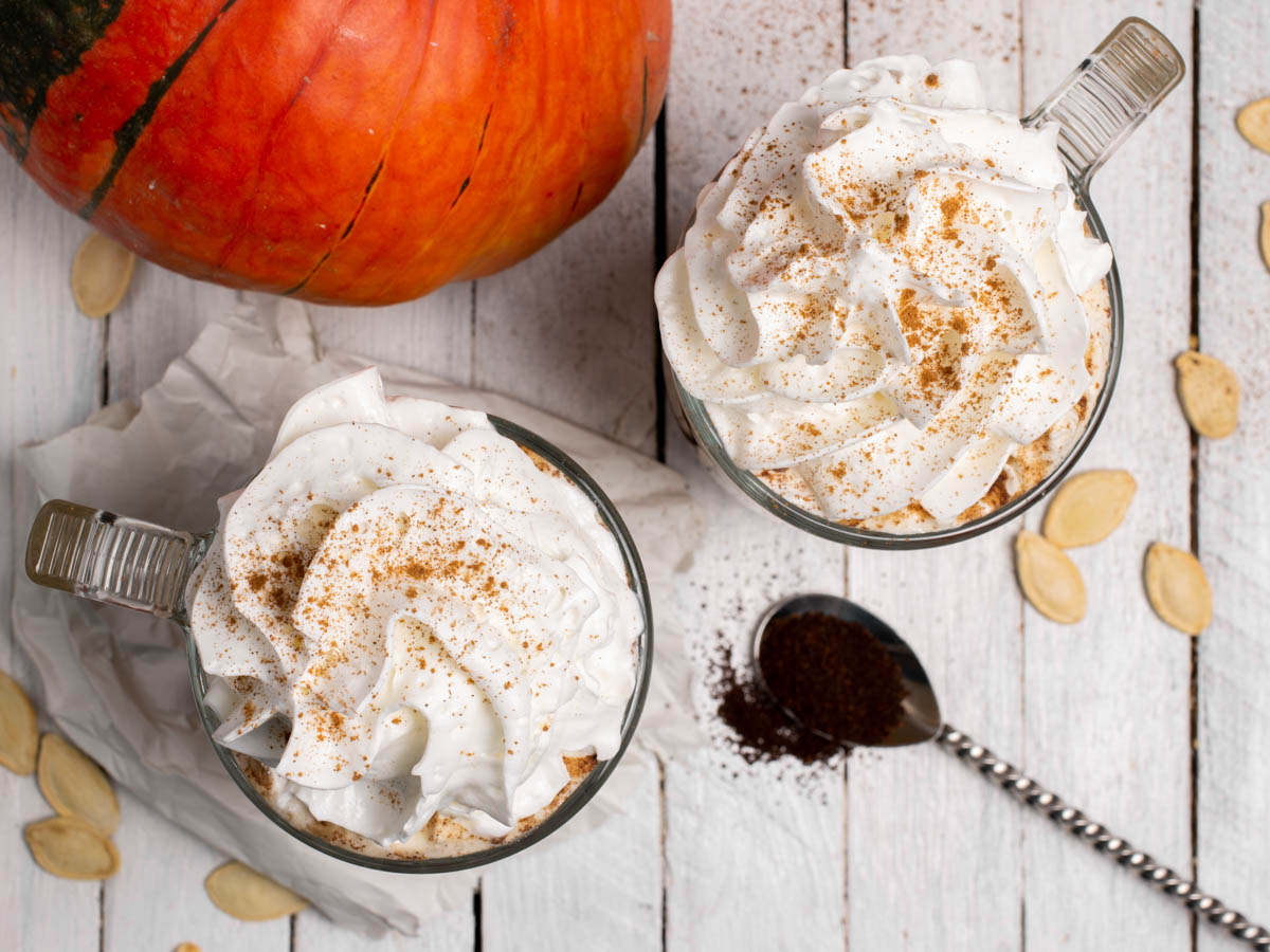 Homemade vegan pumpkin spice latte