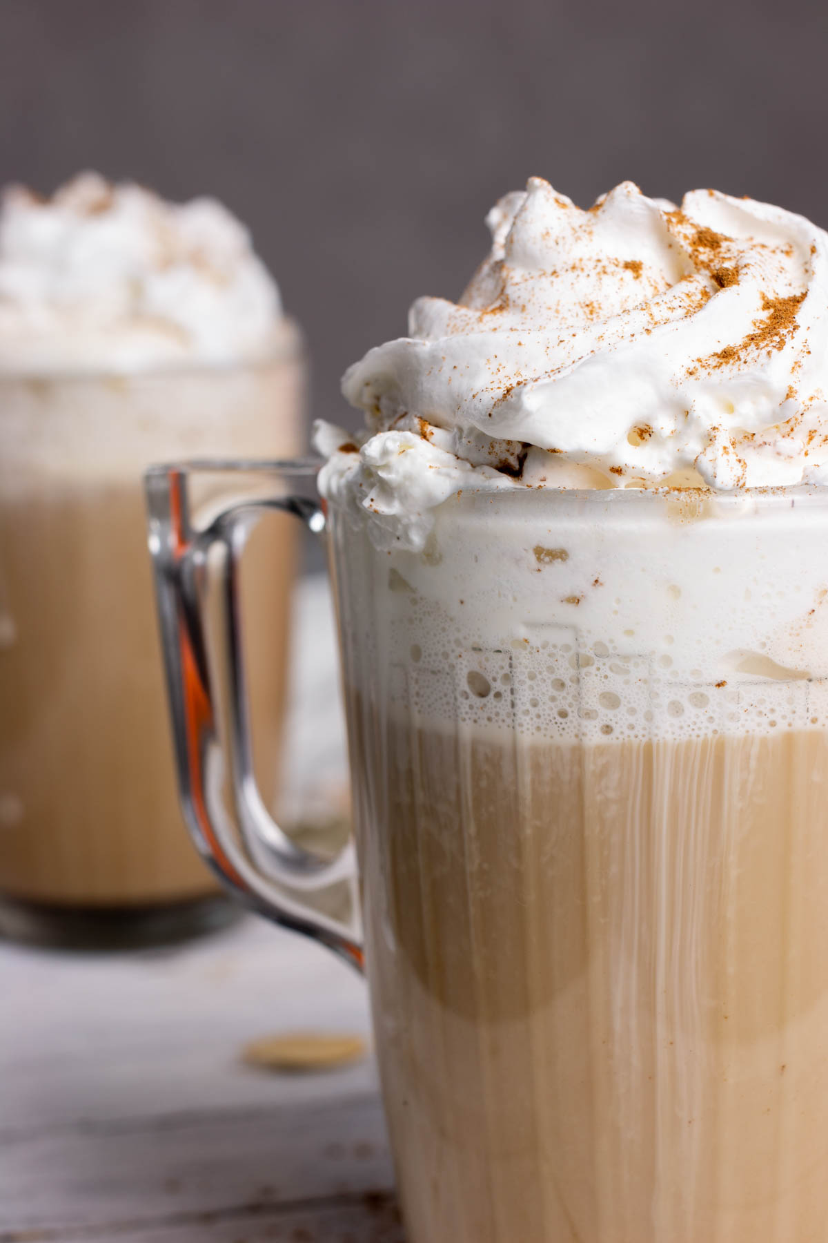 Homemade vegan pumpkin spice latte coffee