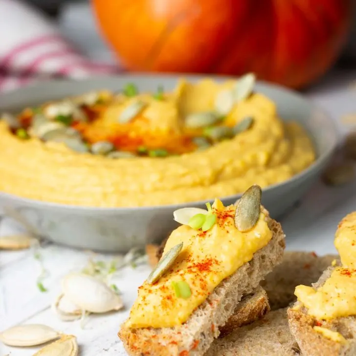 Pumpkin Hummus on Bread