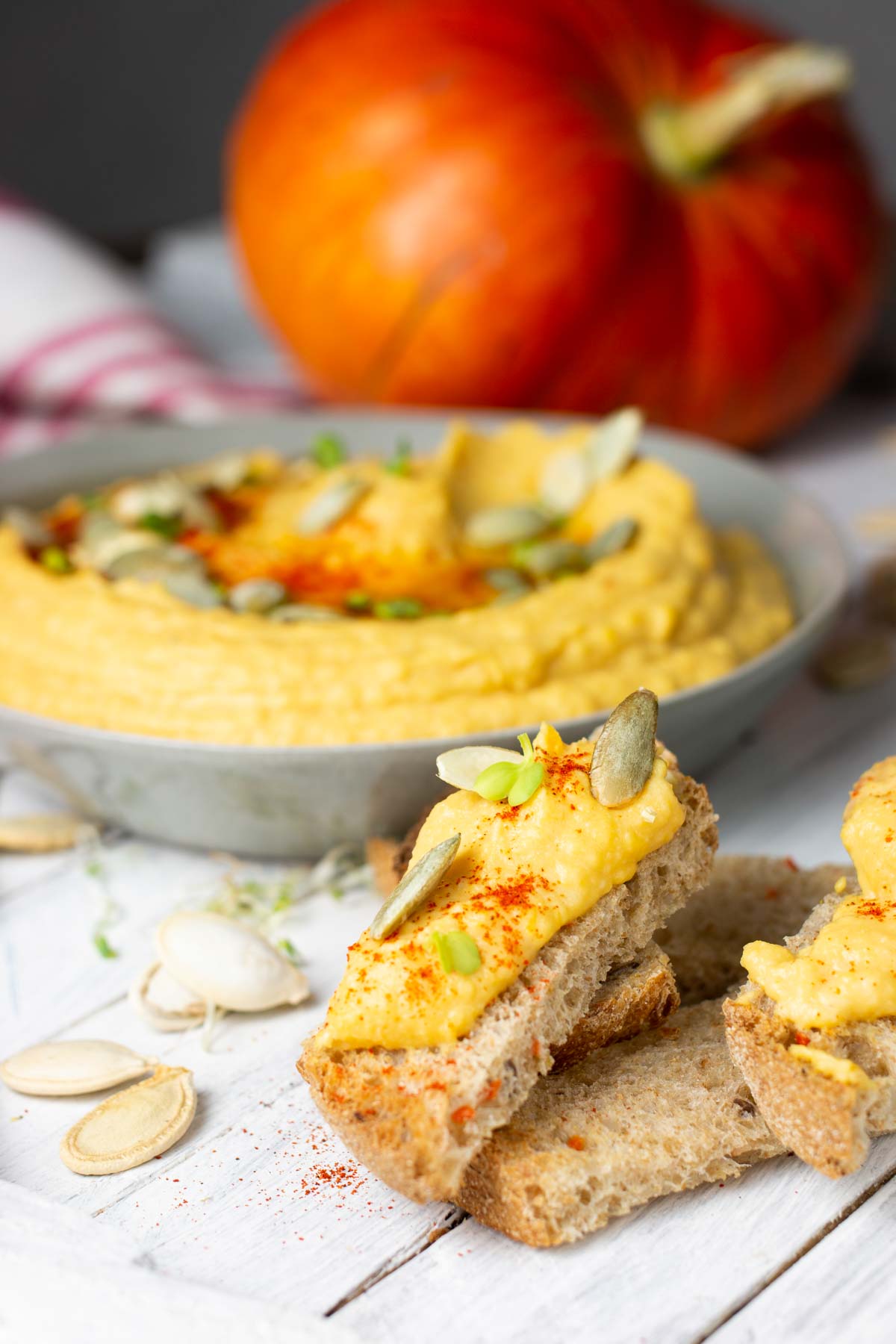 Pumpkin Hummus on Bread