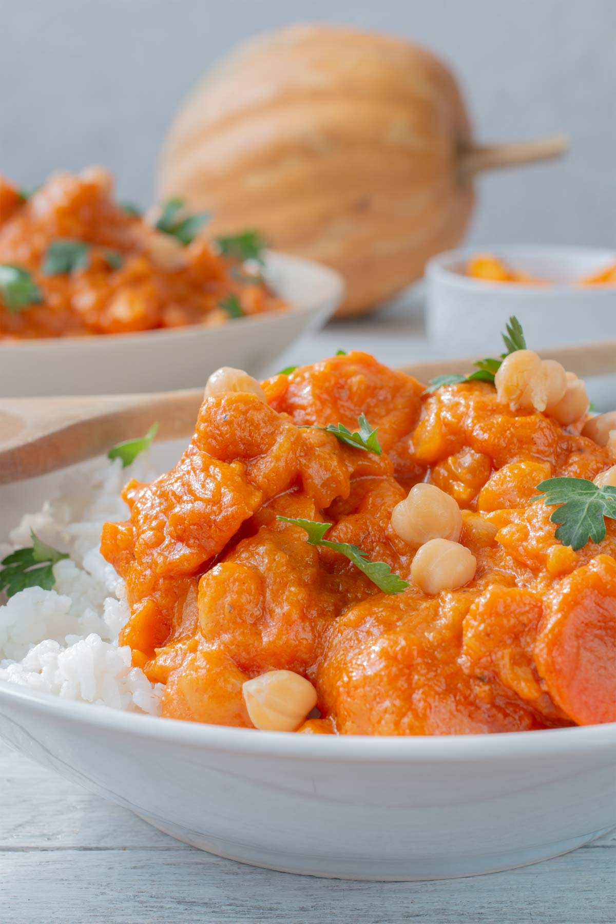 Pumpkin curry with chickpeas