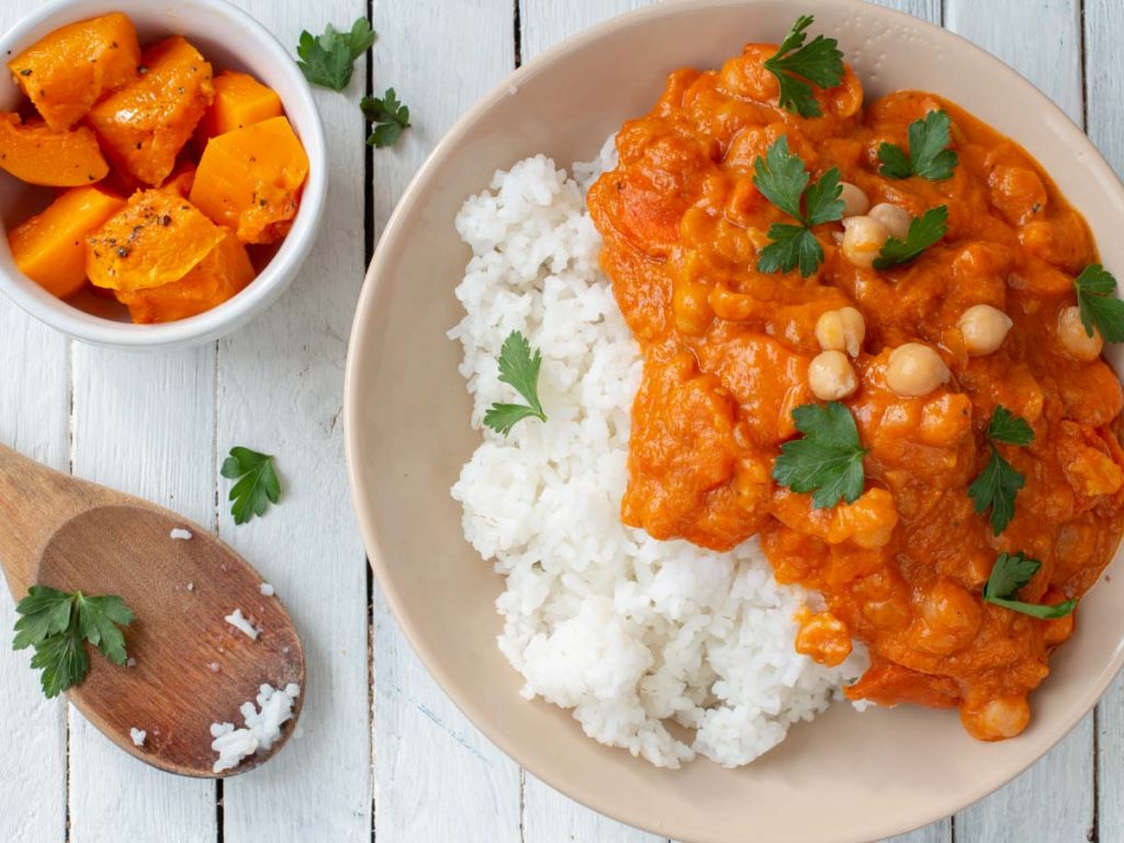 Pumpkin curry with rice