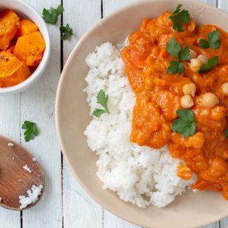 Pumpkin curry with rice