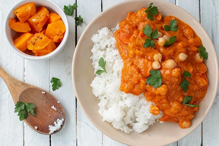 Pumpkin curry with rice