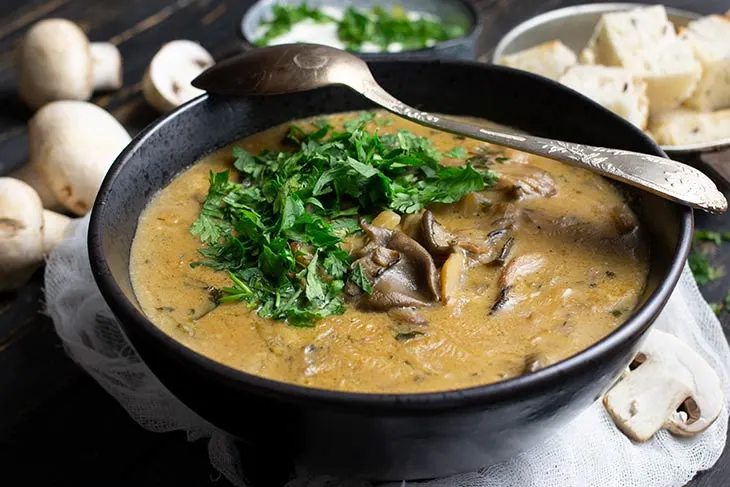 Mixed Mushroom Soup with coconut