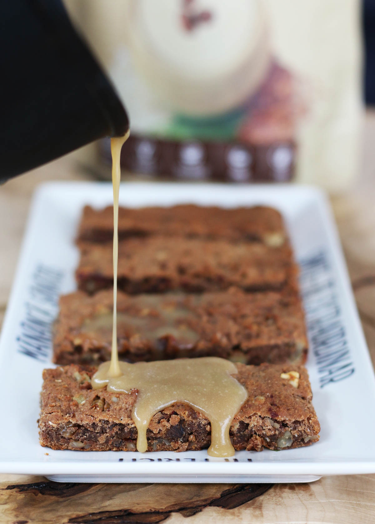 toffee protein bars with sauce