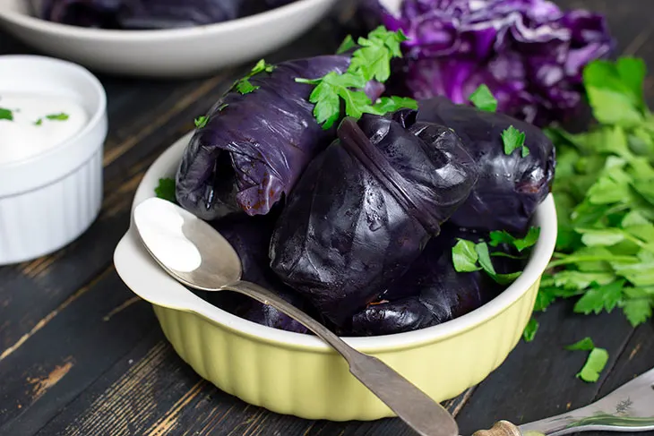 Stuffed Red Cabbage Rolls Dolmas