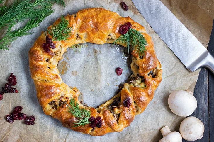 Vegan Veggie-Stuffed Christmas Wreath recipe