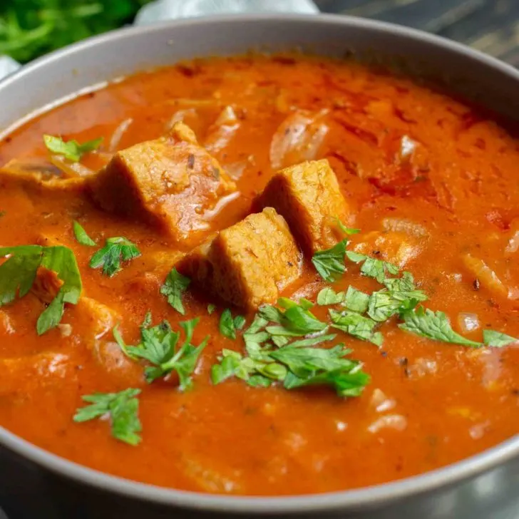 Vegan goulash soup comfort food