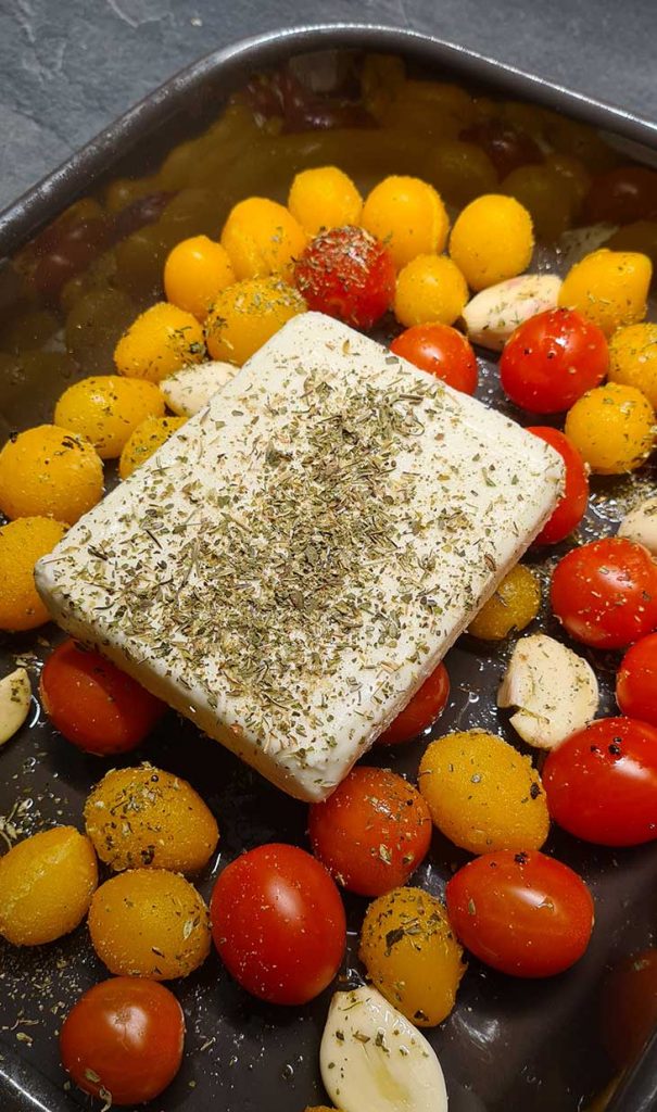 Roasted Tomatoes And Feta Cheese Pasta