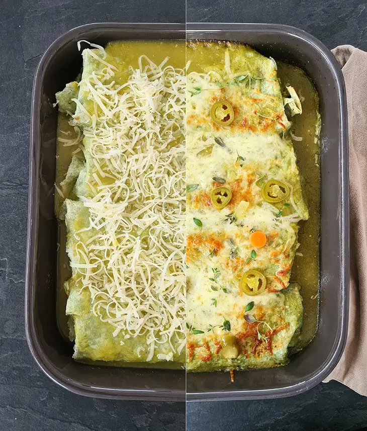 Green Enchiladas Before and After