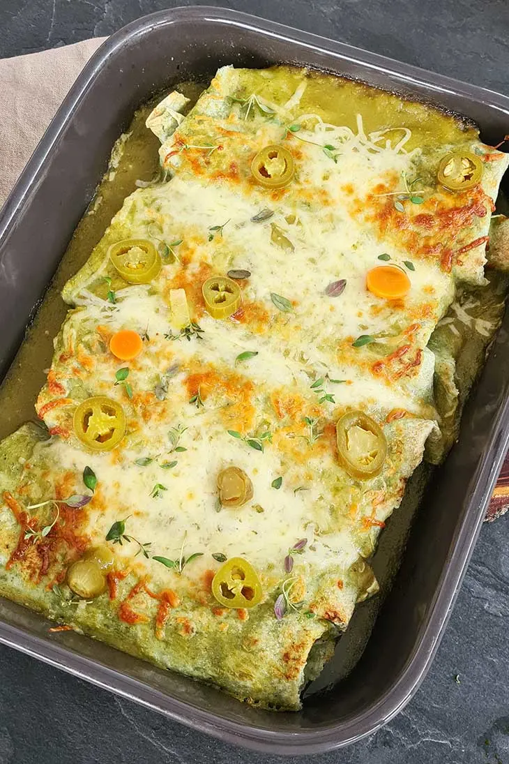 Enchiladas cu salsa verde vegane