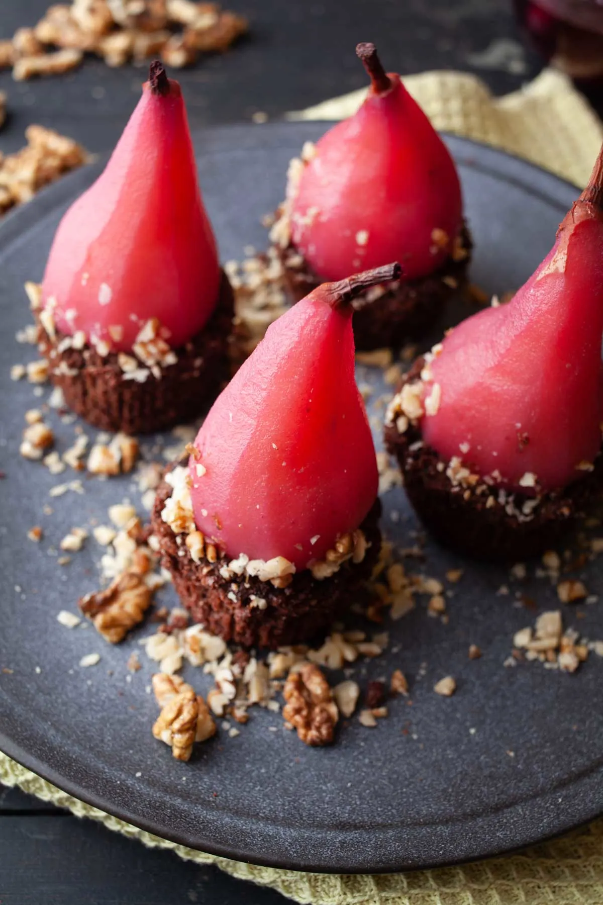 red wine poached pears dessert