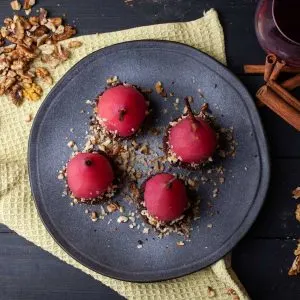 Red Wine poached pears