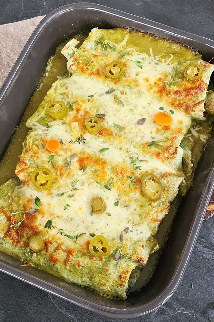 Green Enchiladas with vegan filling