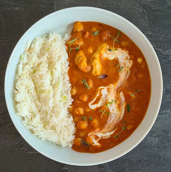 Chana Butter Paneer with Basmati Rice Indian