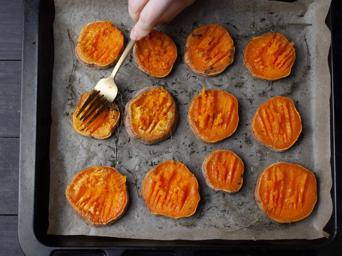 Garlicky Smashed Sweet Potatoes recipe