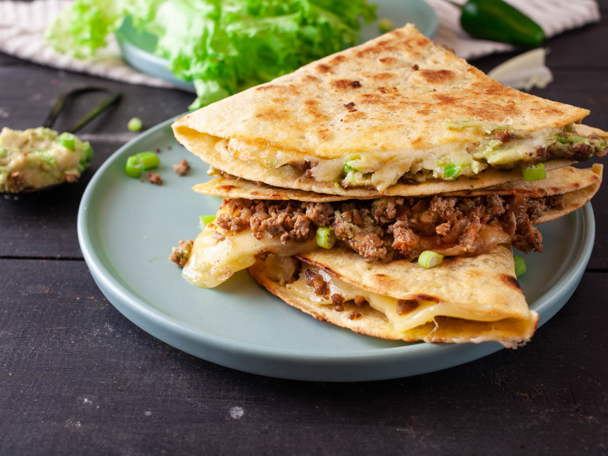 Ground Soy Quesadillas Mexican Vegan recipe