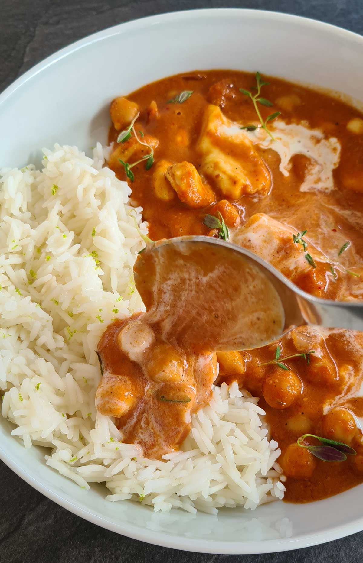 Chana Butter Paneer with Basmati Rice Indian