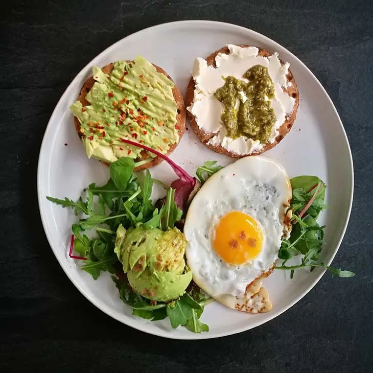 Avocado toast with fried egg