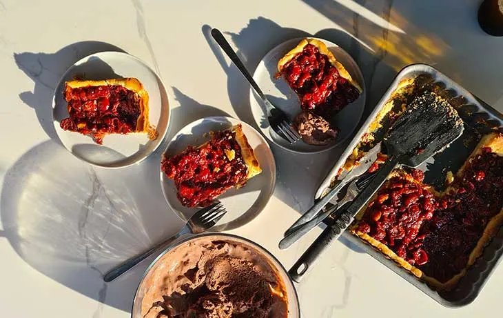 sour cherry tart with homemade dough