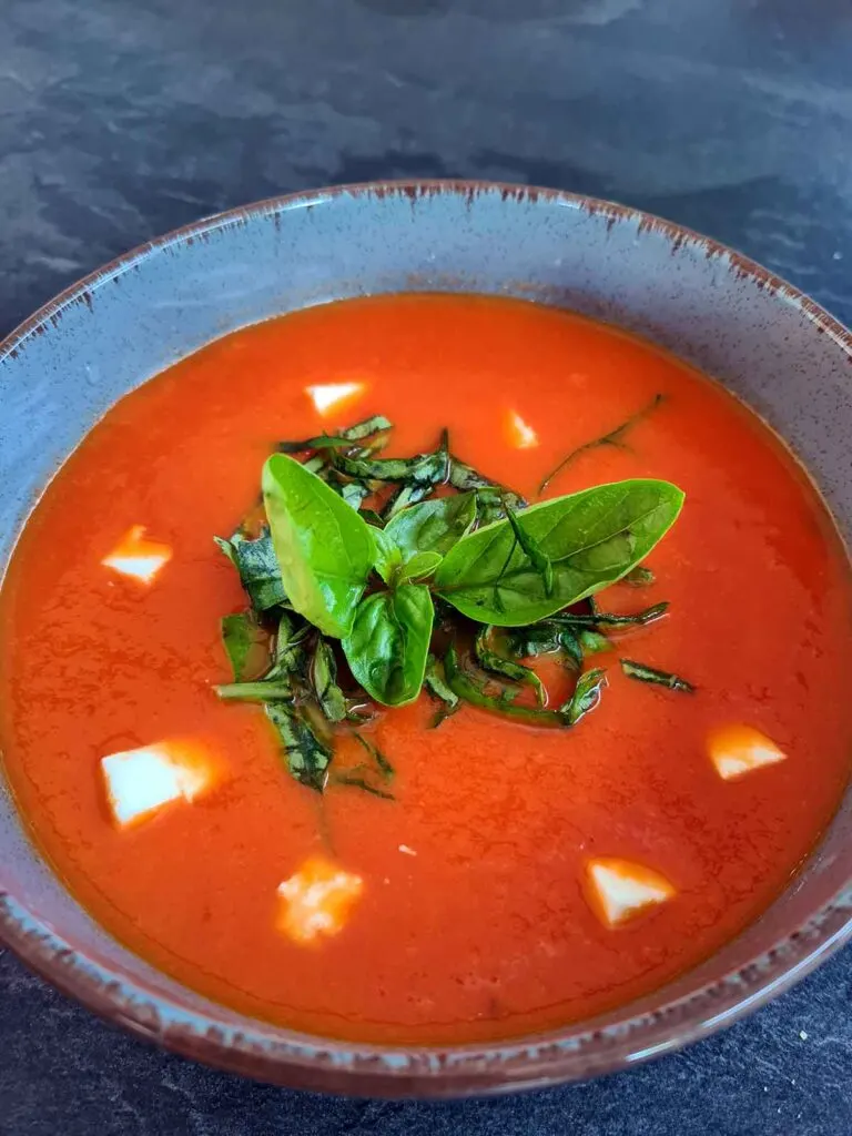 Fresh Tomato Basil Soup with Feta