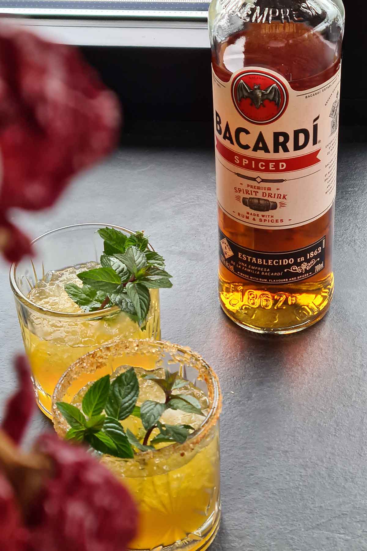 Dark Rum Spiced Mojito with bacardi
