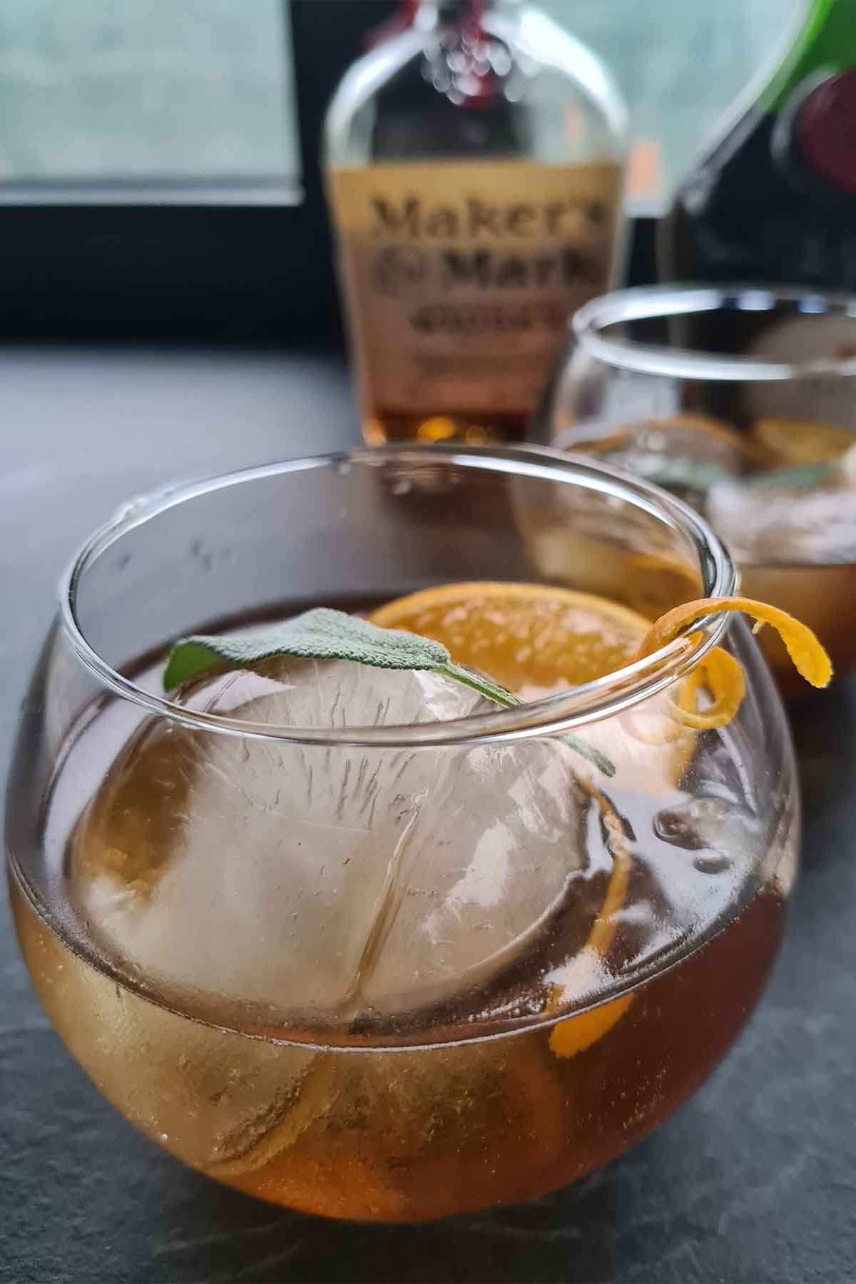 Winter-Spiced Herbal Bourbon on the Rocks cocktail