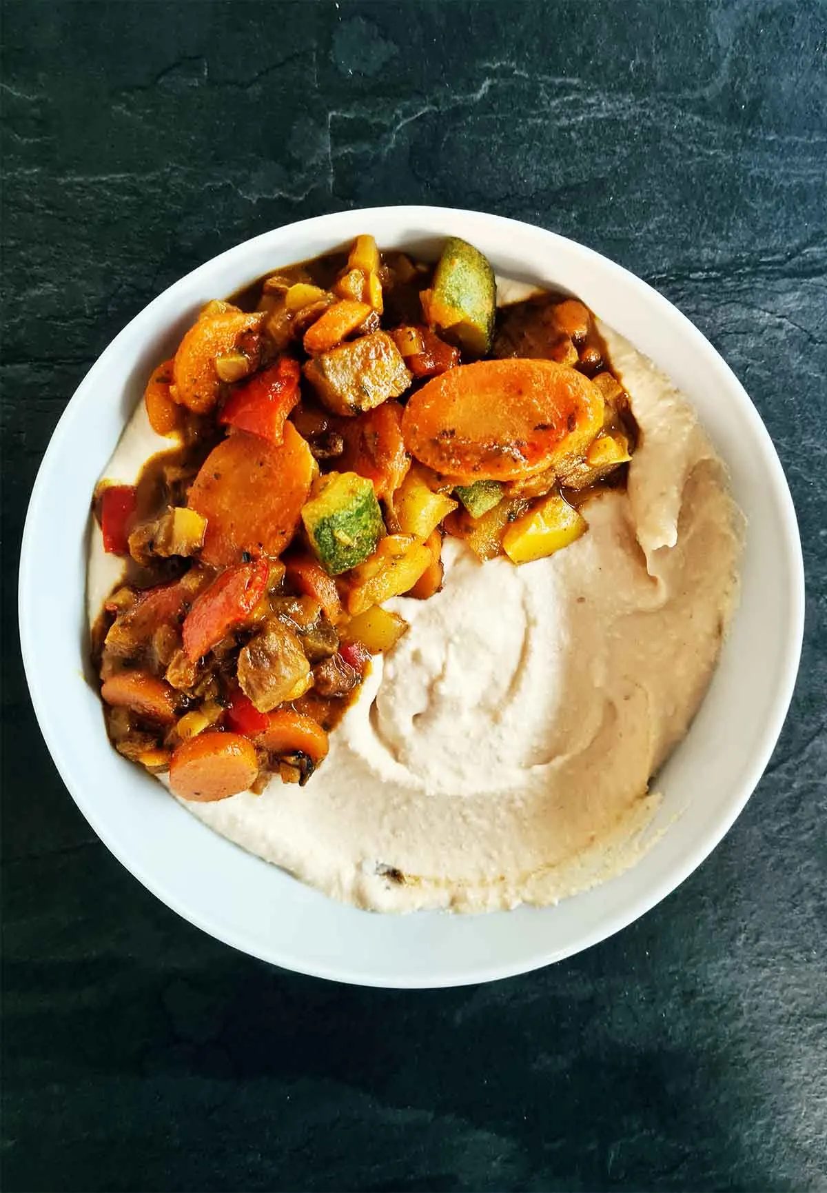 hummus and oriental veggies