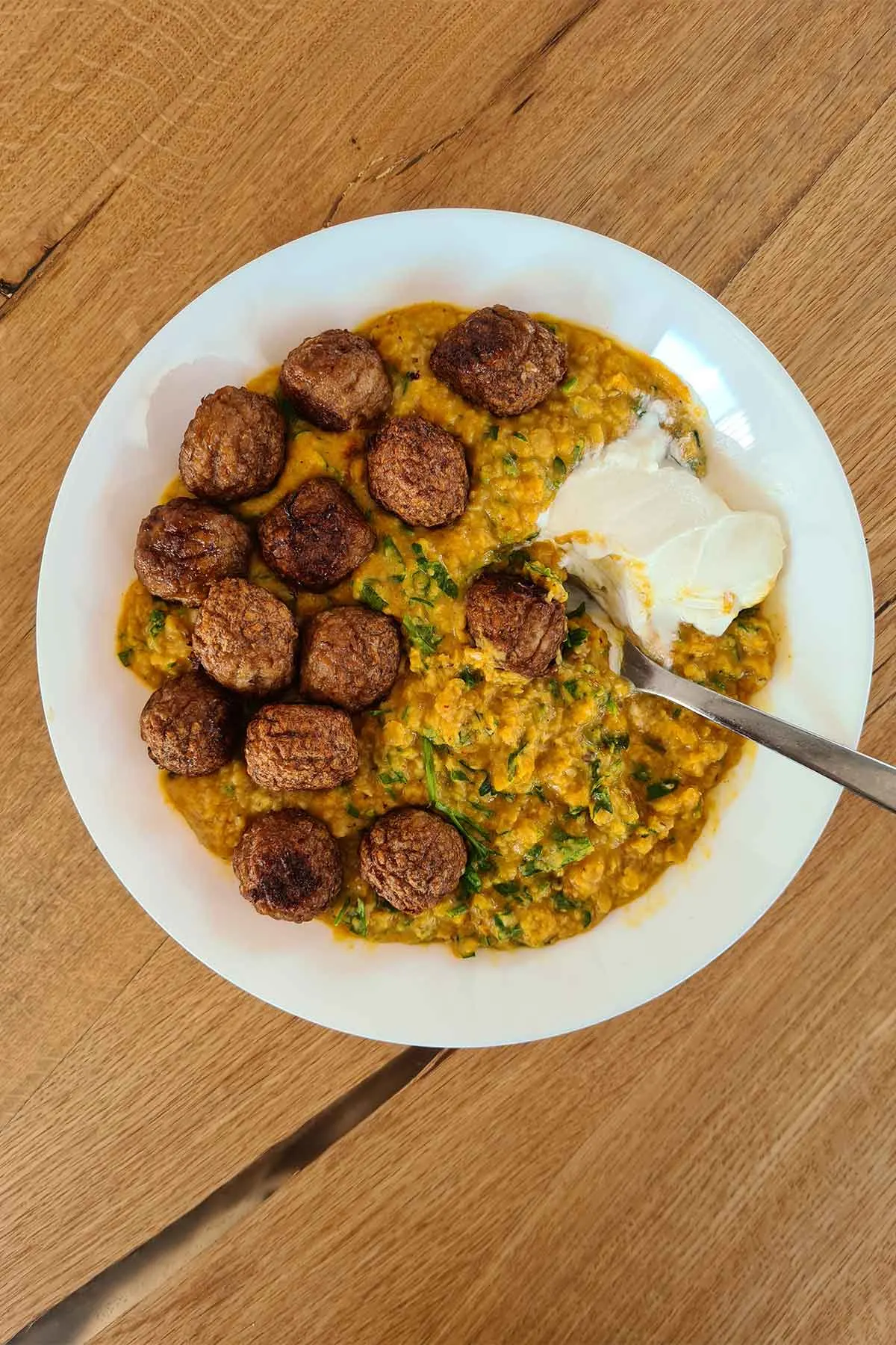 lentil dal with veggie balls