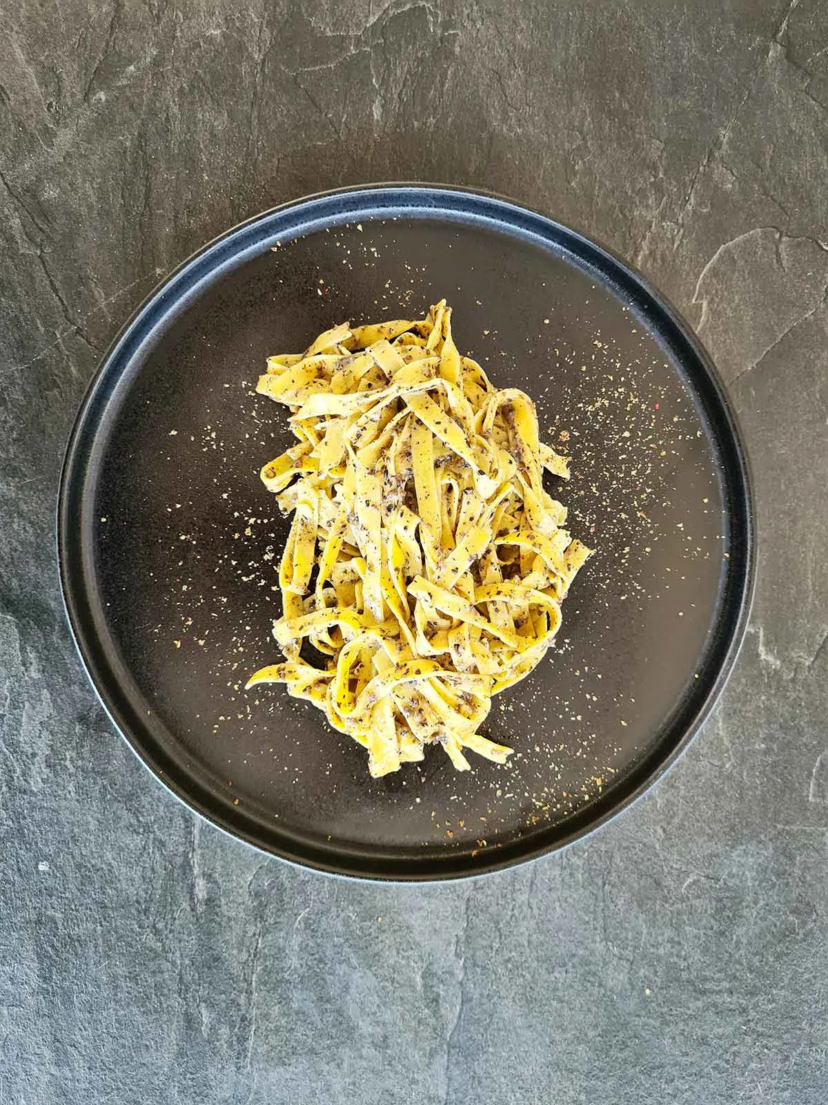 vegetarian Truffle Pasta with Homemade Truffle Mushroom salsa