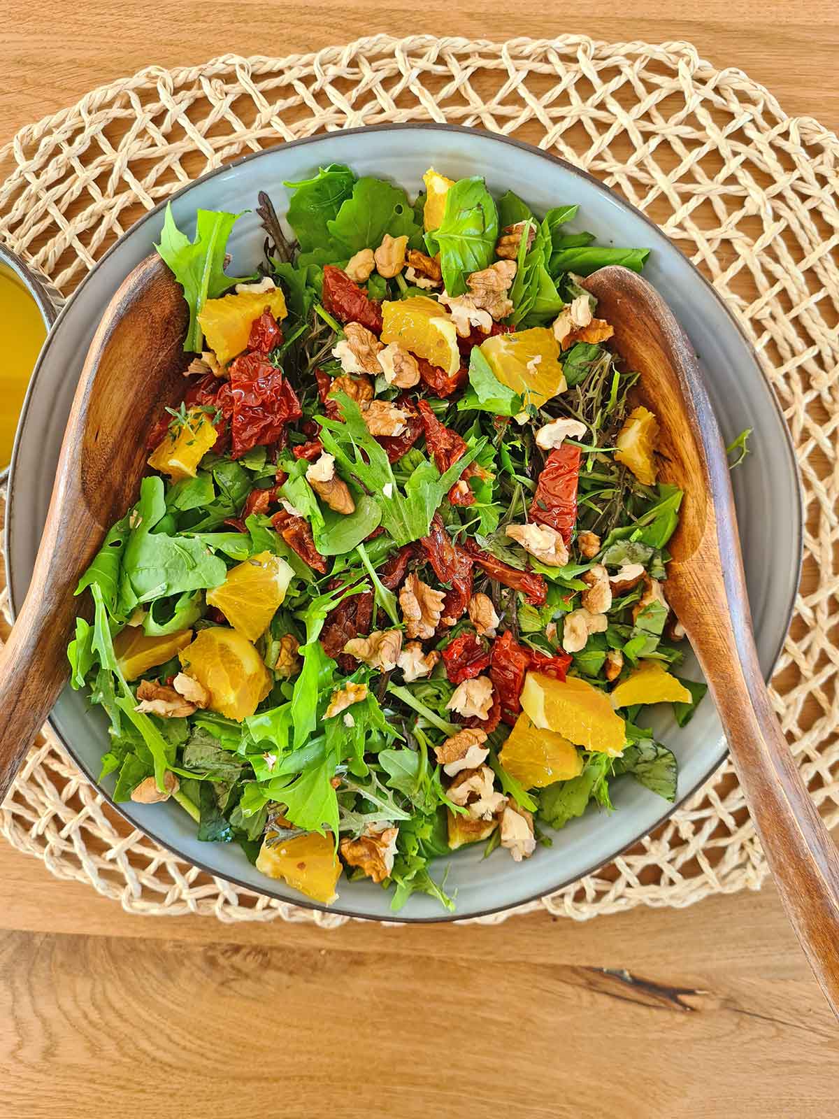 vitamin salad with citrus dressing dry tomatoes