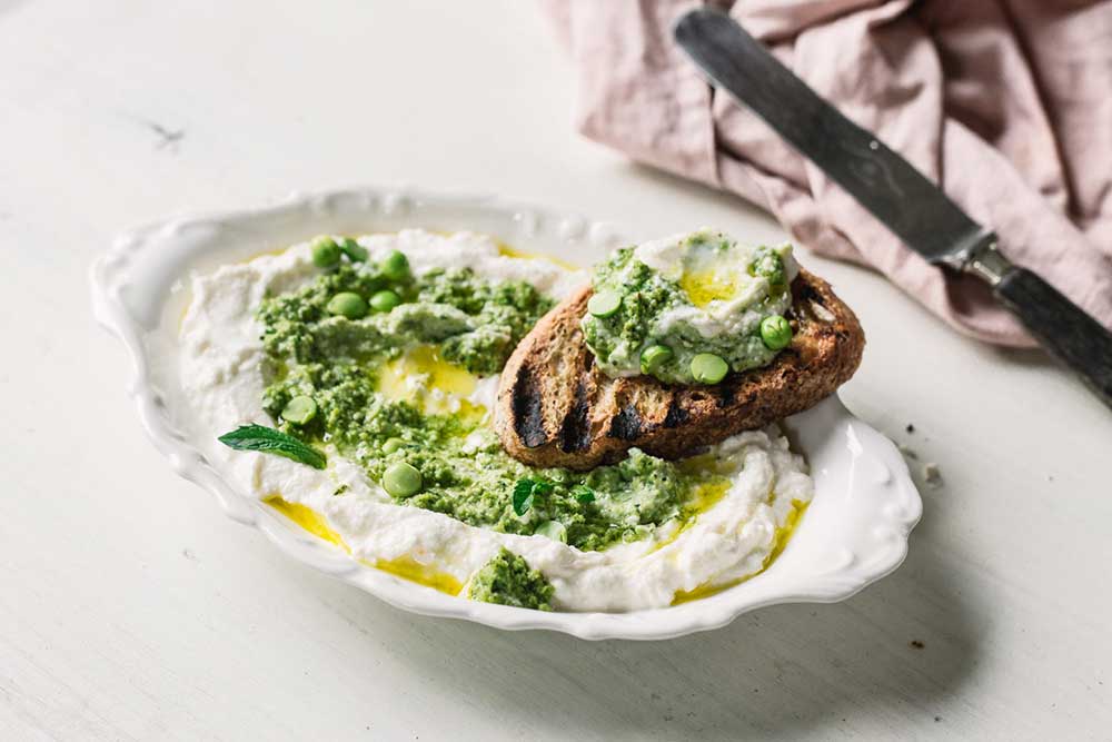 Crema de ricotta cu pesto de mazare