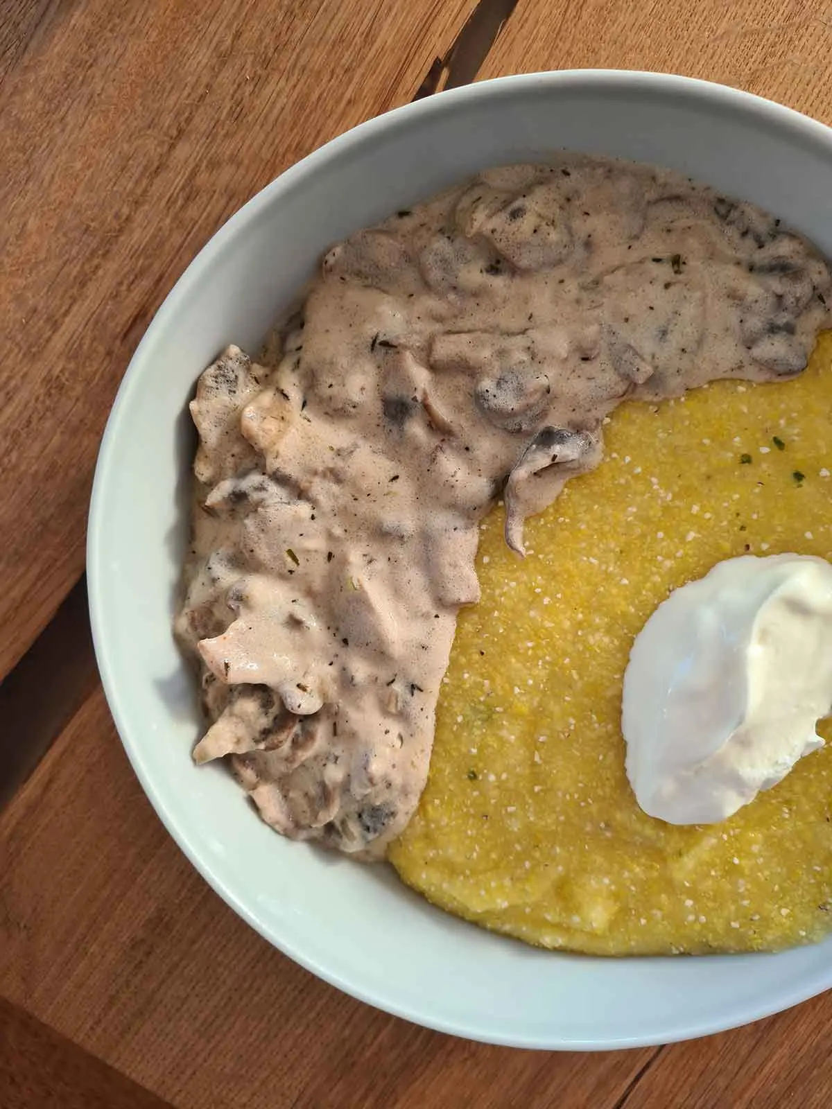 creamy mushrooms with polenta 