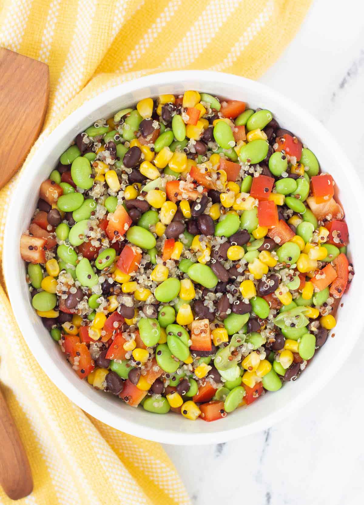 Black Bean Edamame Salad with Quinoa and CornBlack Bean Edamame Salad with Quinoa and Corn