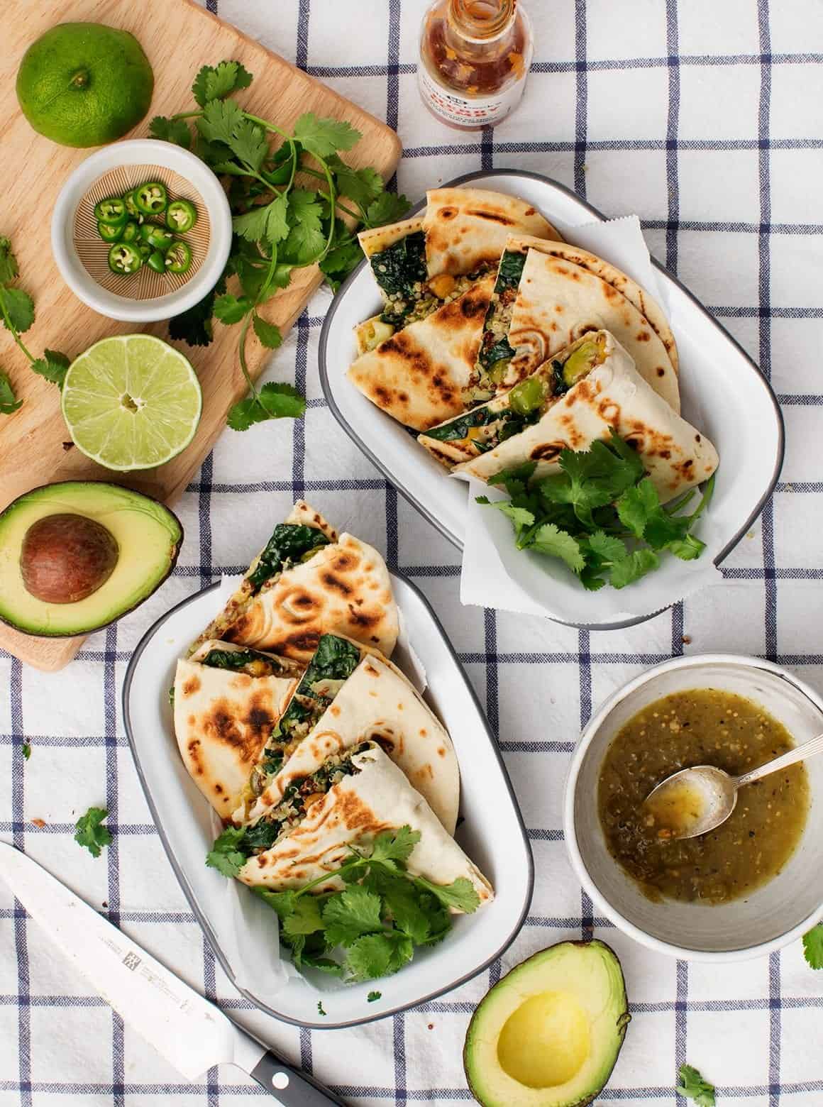 Quinoa Kale Veggie Quesadillas
