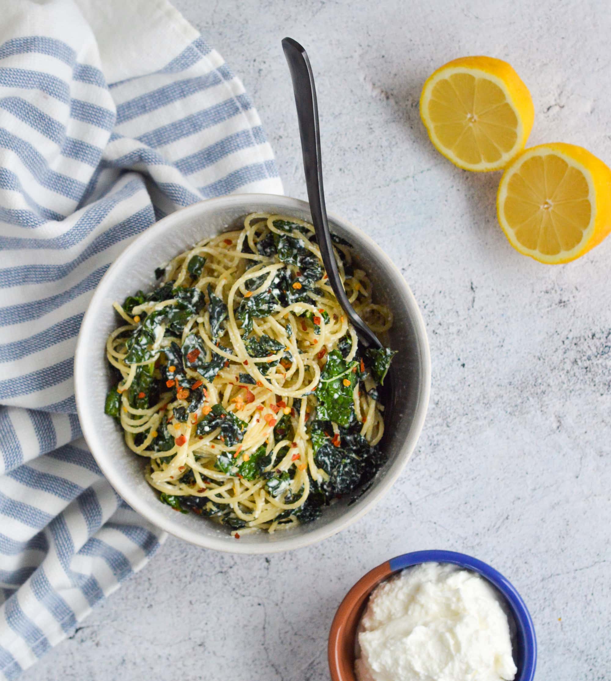 Spaghetti with Garlicky Kale Ricotta