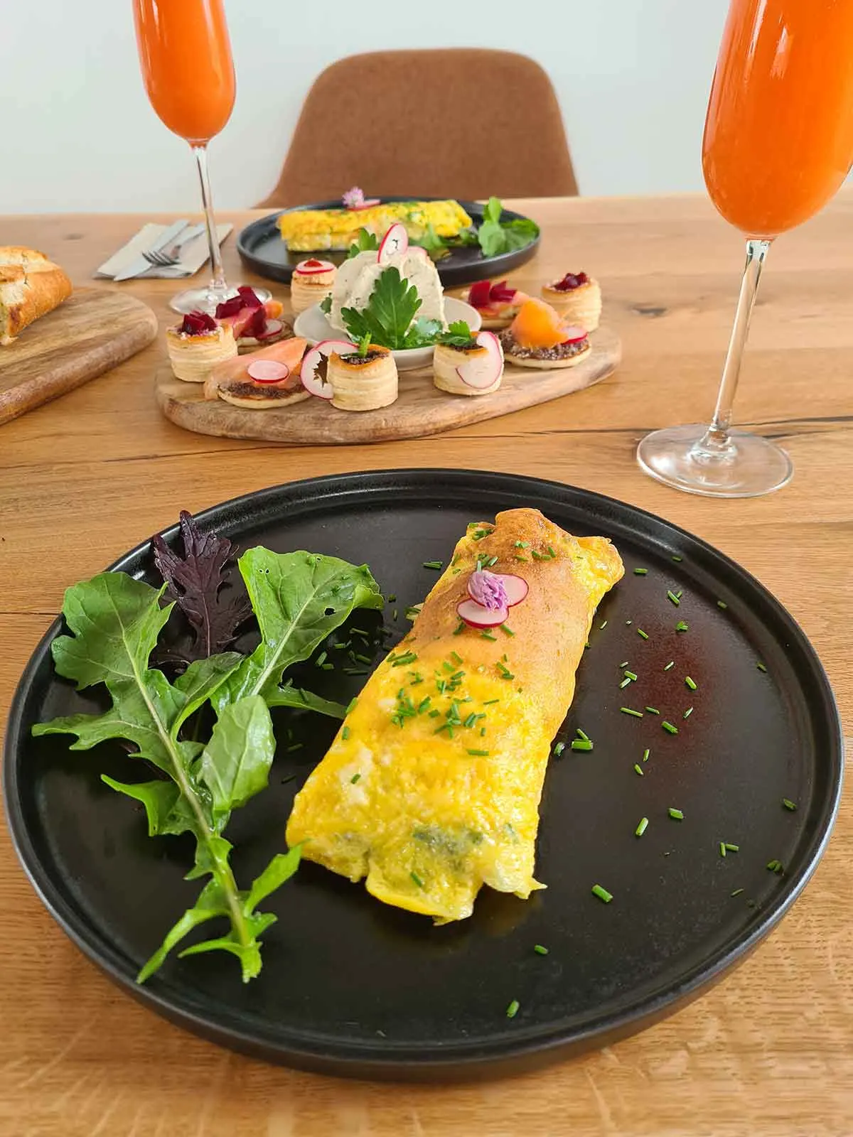 Spinach and Truffle Cheese Omelette recipe Omleta cu branza cu trufe si spanac reteta