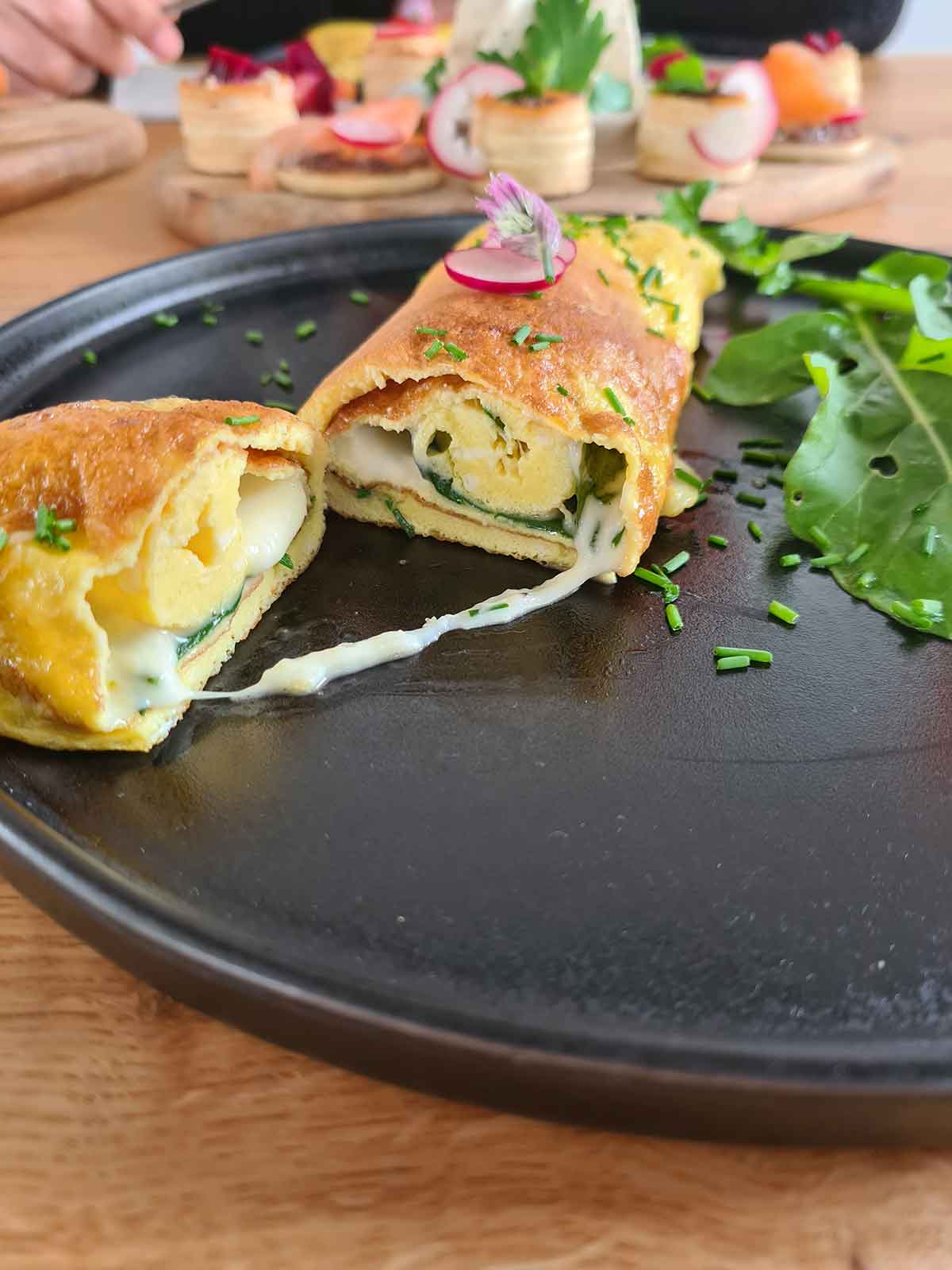 Spinach and Truffle Cheese Omelette recipe