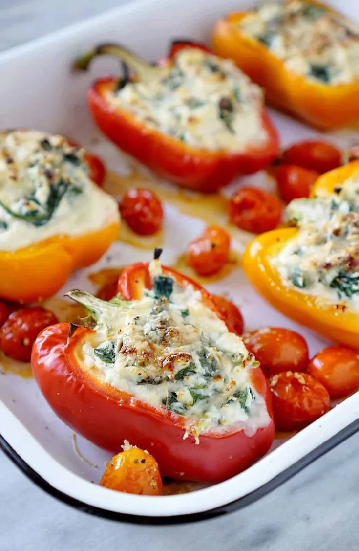 Vegetarian Stuffed Peppers with Spinach and Ricotta
