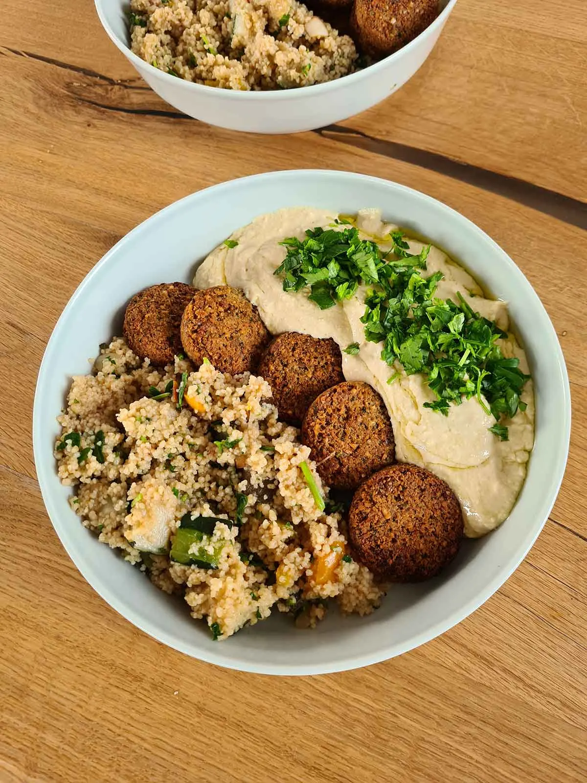 Baked falafel with homemade hummus and couscous recipe Cuscus cu falafel copt si humus